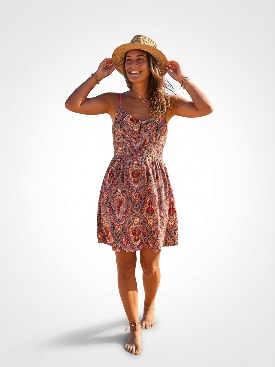Robe courte à motif cachemire (paisley)