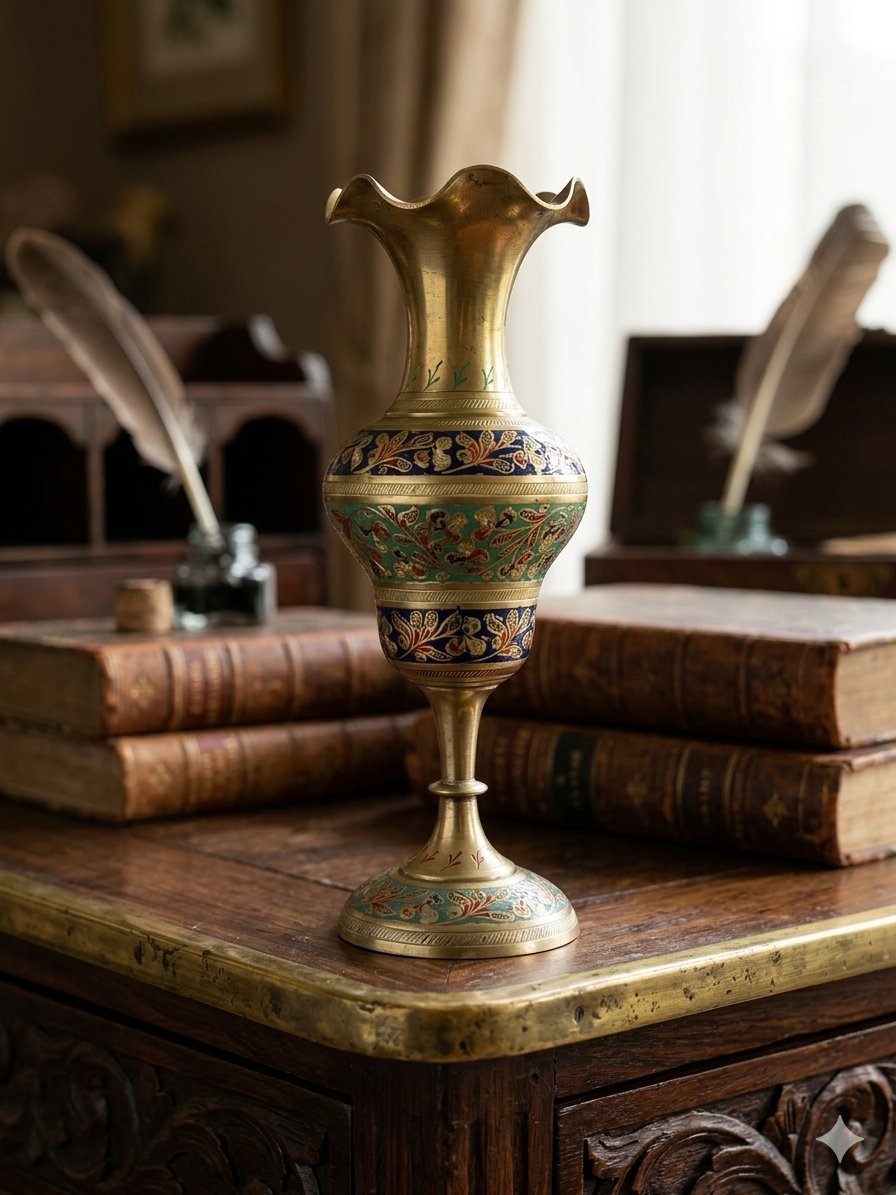 Vase indien en cuivre gravé à la main 