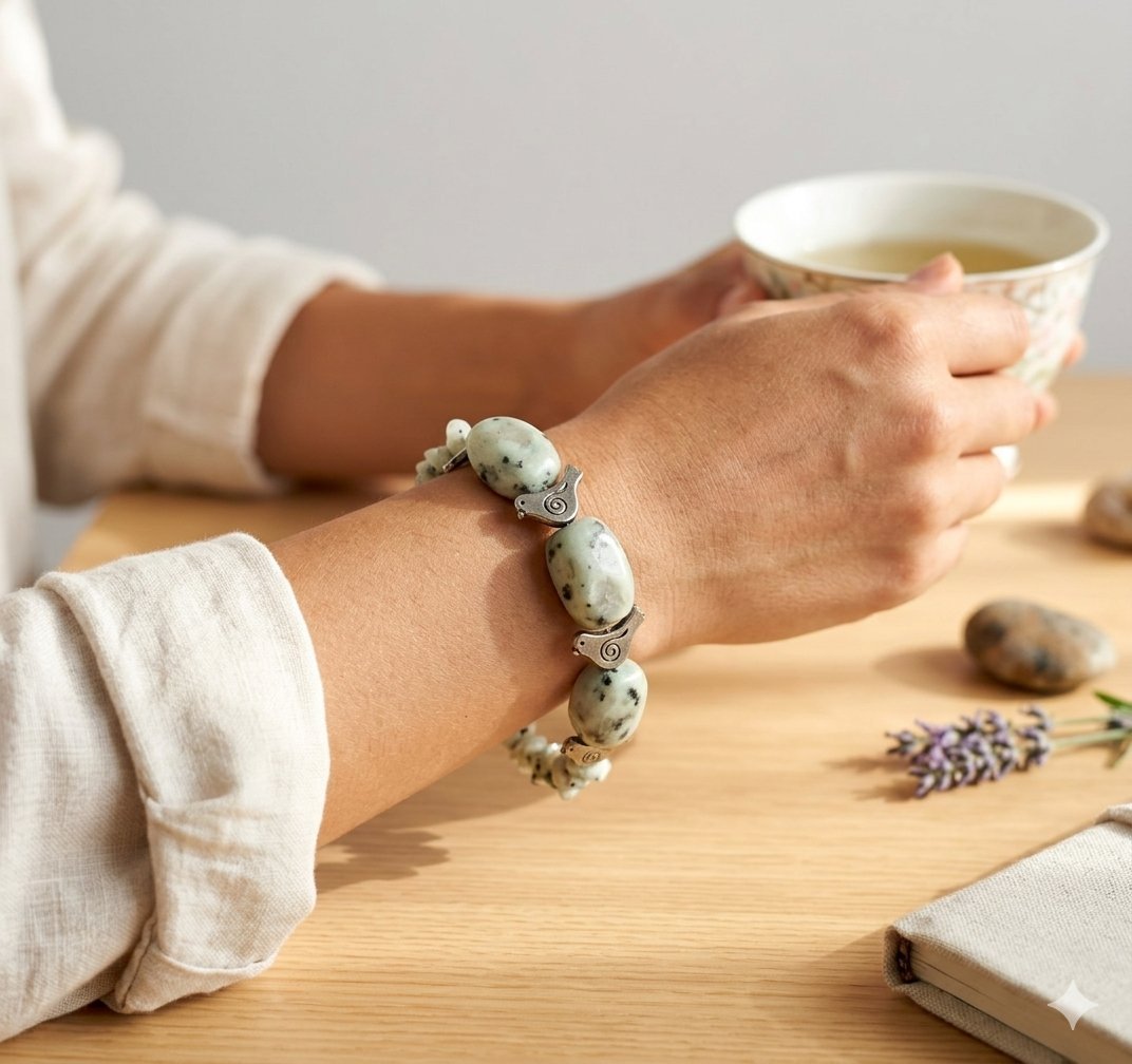 Bracelet en jaspe dalmatien 