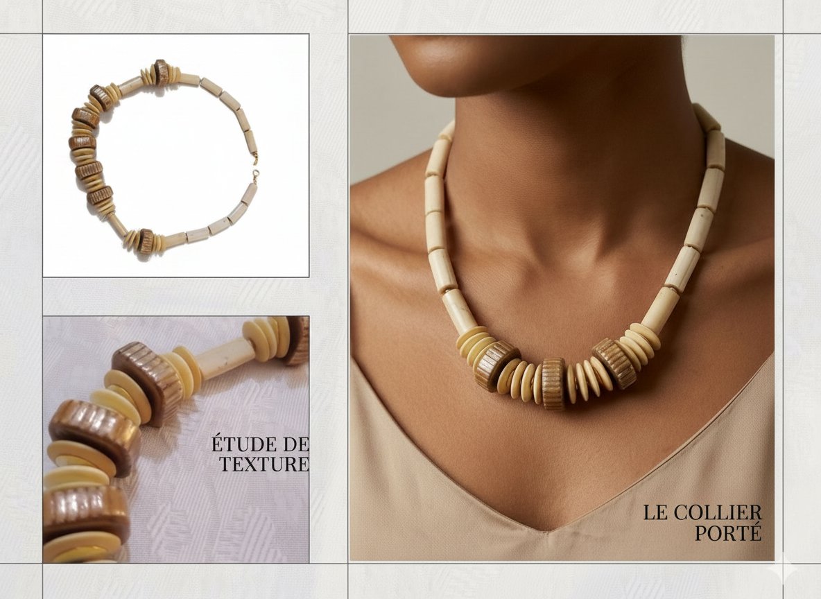 Collier ras du cou en ivoire 
