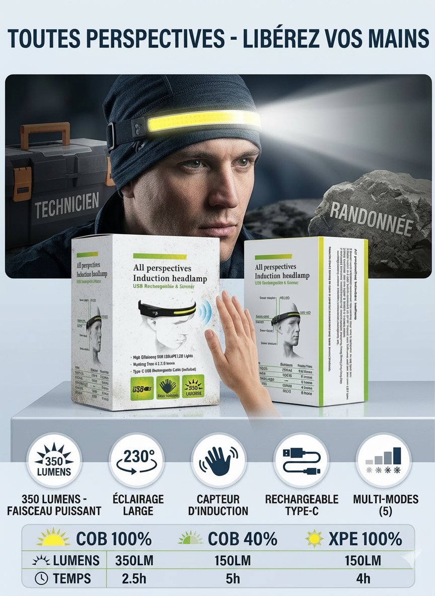 Lampe frontale "All Perspectives Induction headlamp"