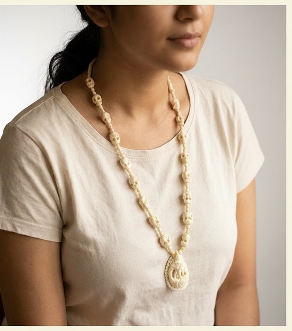 Collier unique en ivoire sculpté à la main à 87 dt
