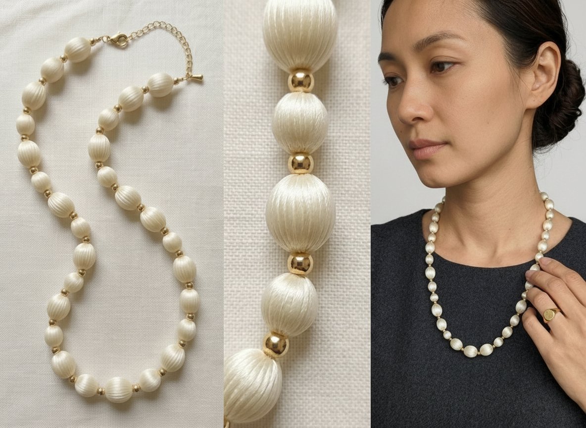 Collier en perles couvert de fil