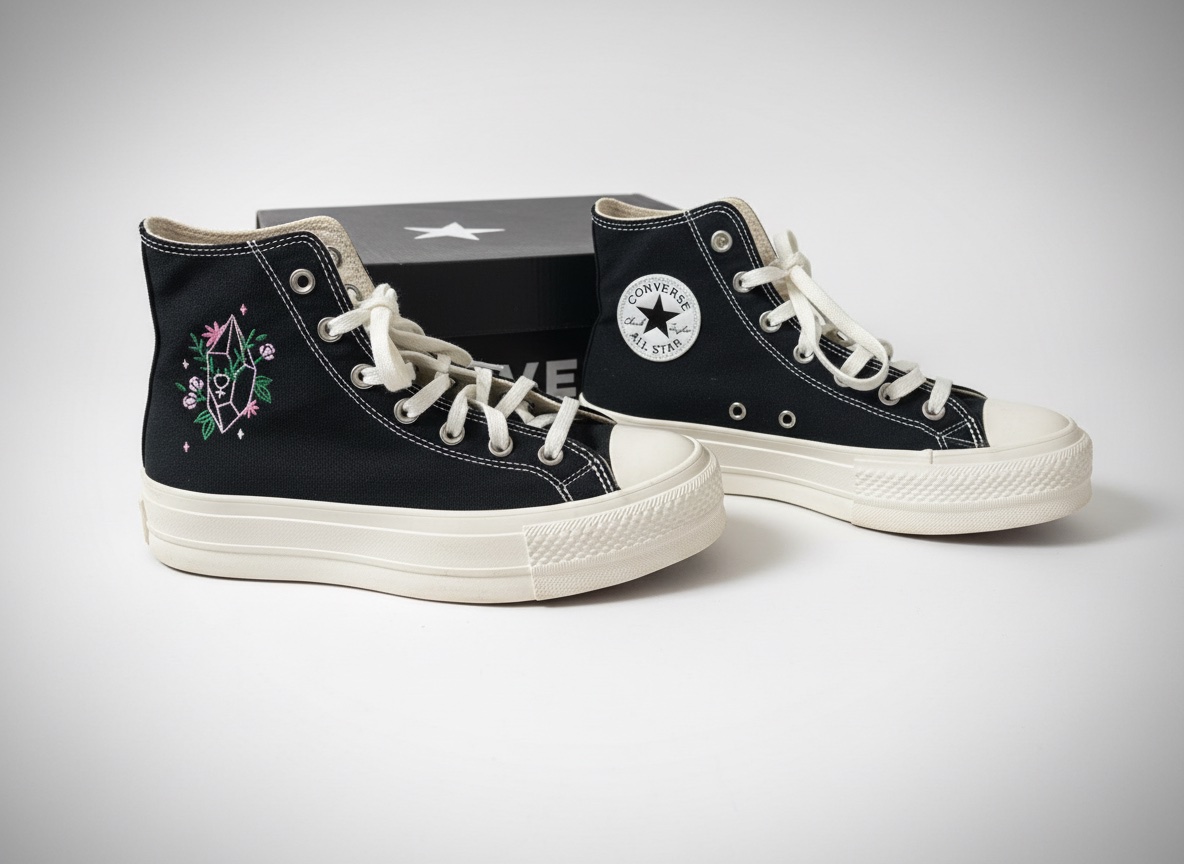 Converse Chuck Taylor All Star Lift Platform Embroidered Crystals – Neuve