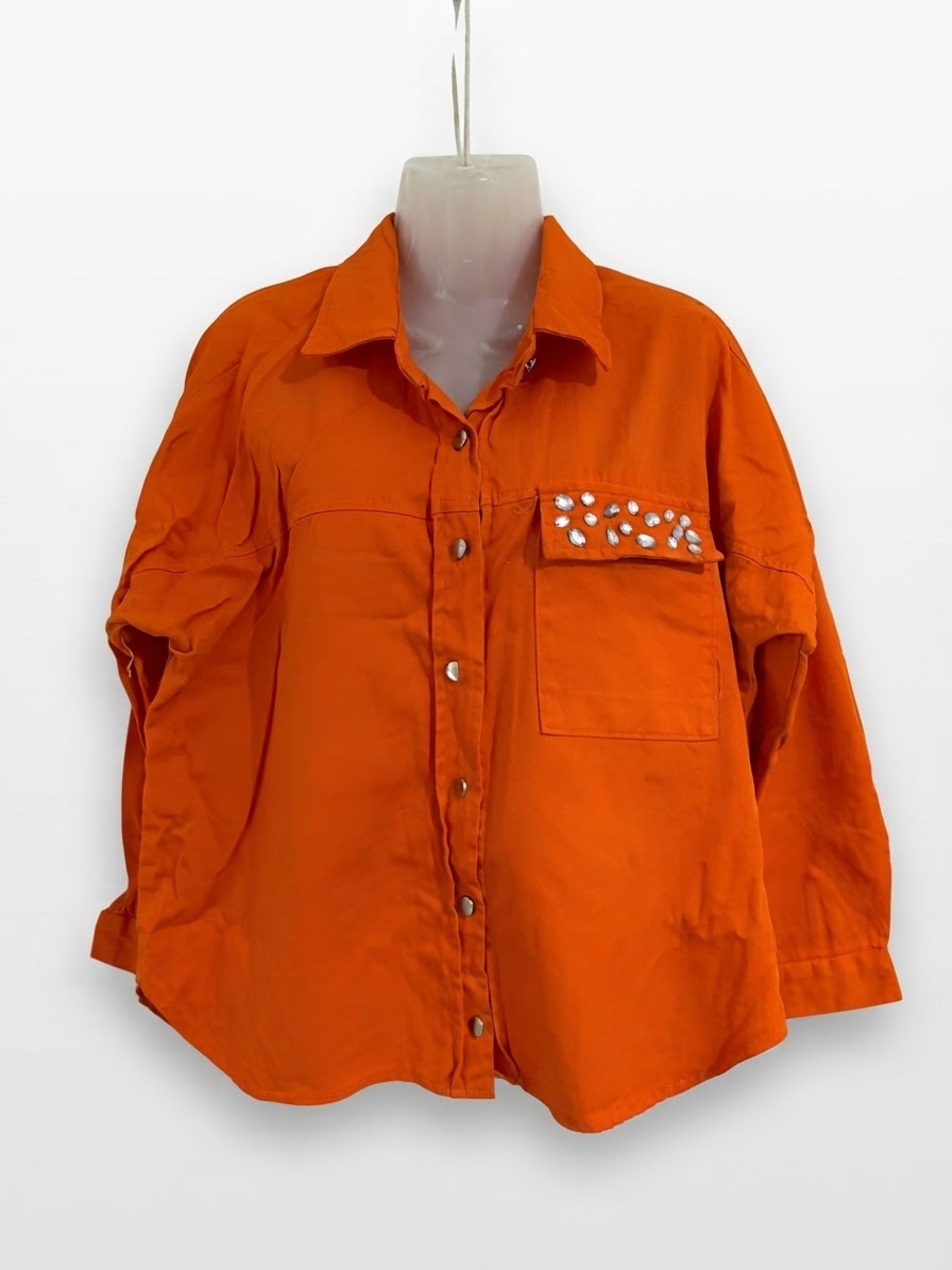 Chemise en jean orange 