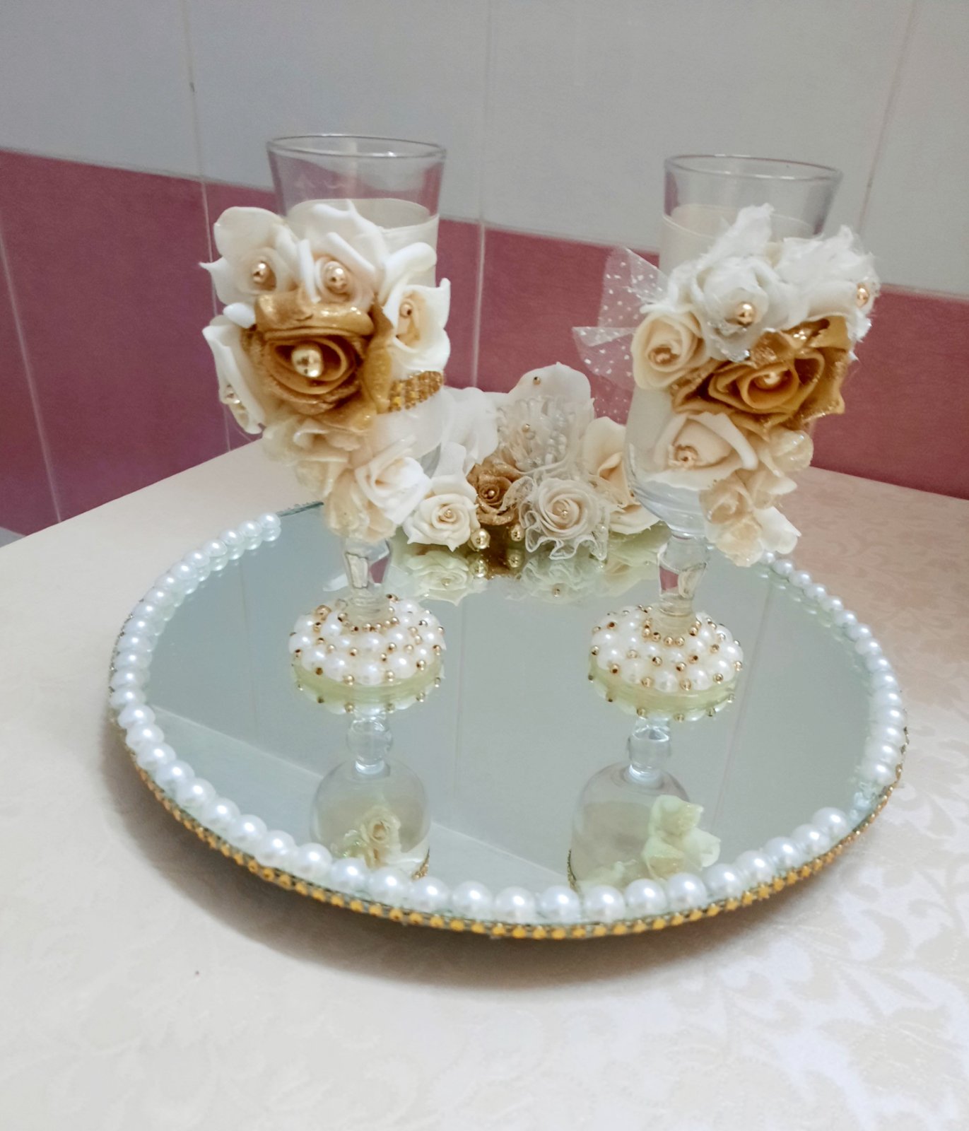 Plateau +2 verres : lot mariage ou fiançailles 