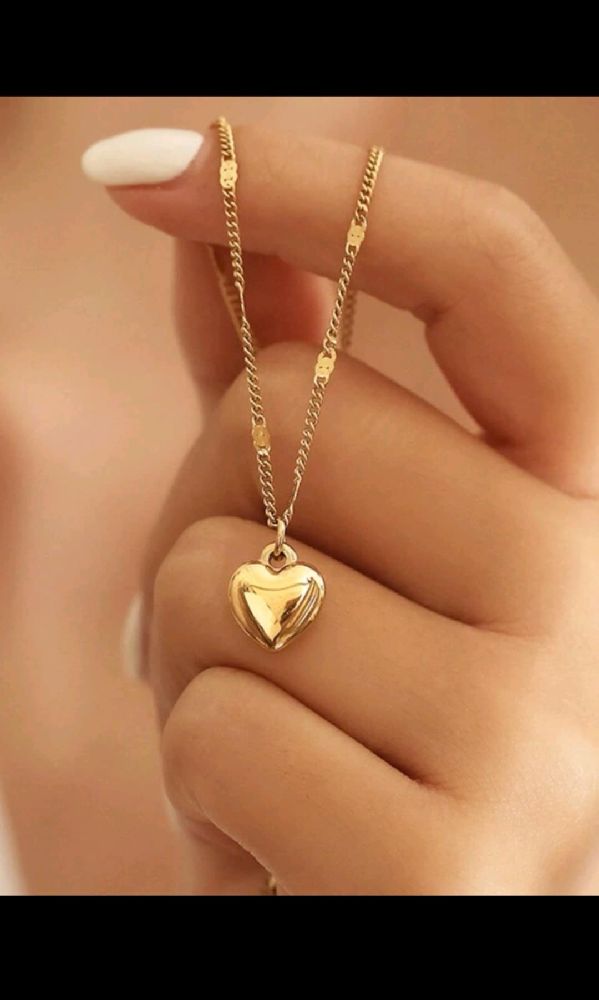 collier coeur doré acier inoxydable 