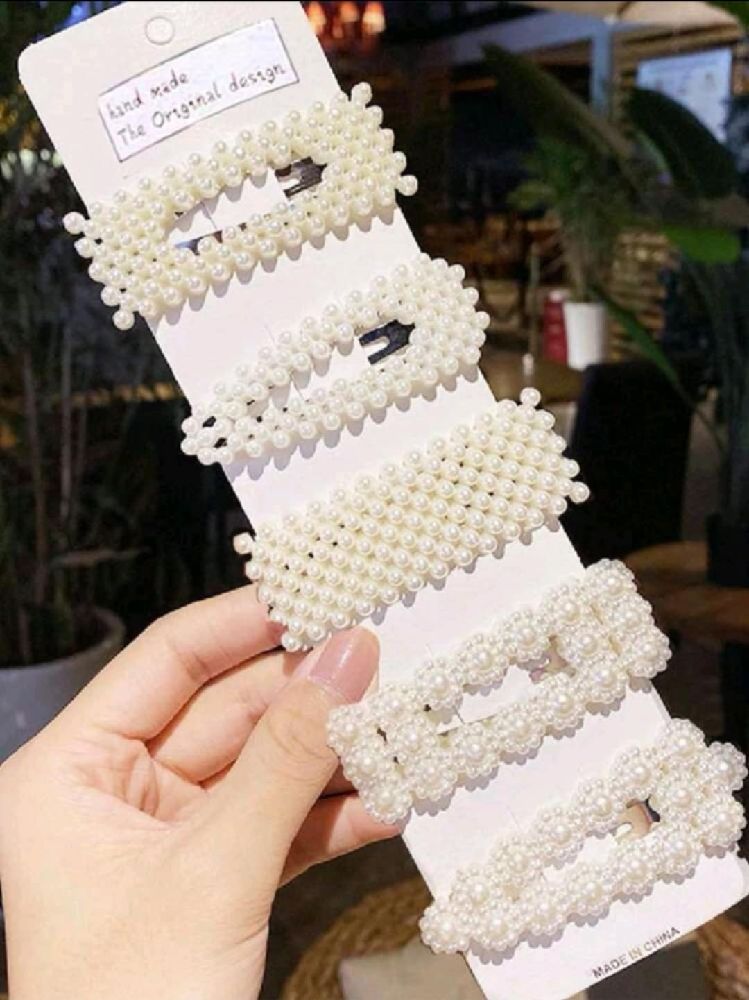 lot de 5 barettes a strast blanc+lot de 3 elastique 