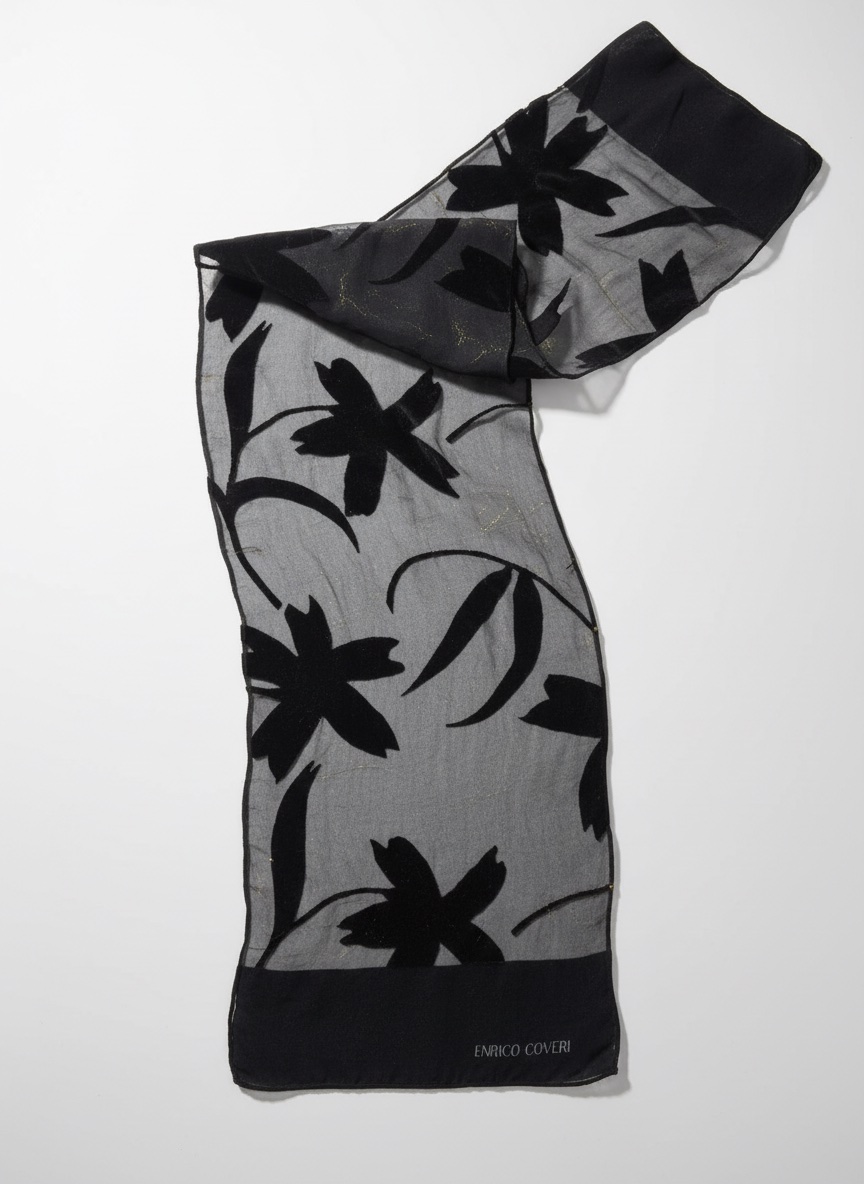 Foulard Enrico Coveri - Mousseline de soie et velours dévoré