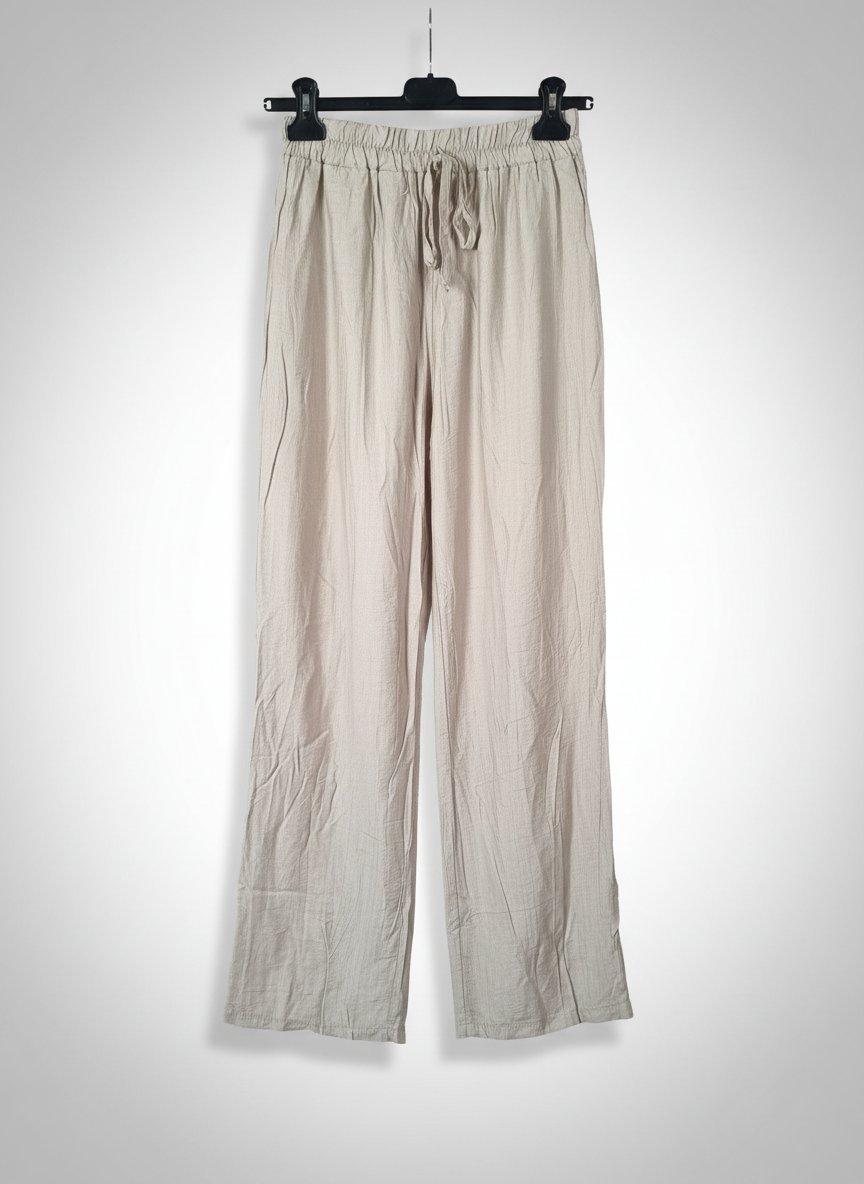 Pontalon large couleur beige clair qamraya