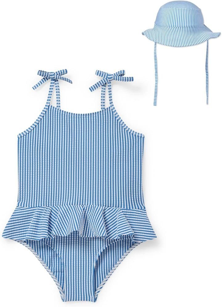 Maillot de bain bébé fille avec son chapeau assorti 