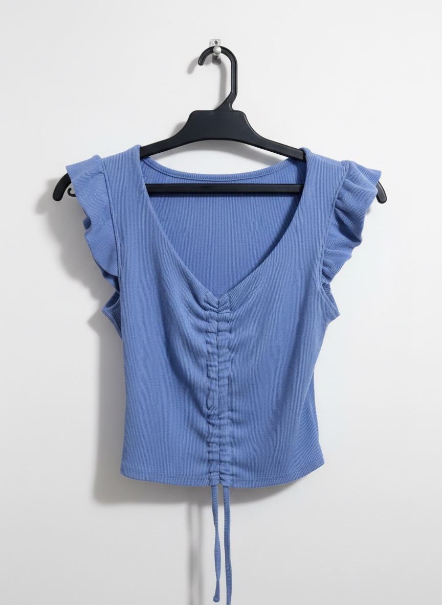Crop top bleu Tlabes taille S fort Ou M