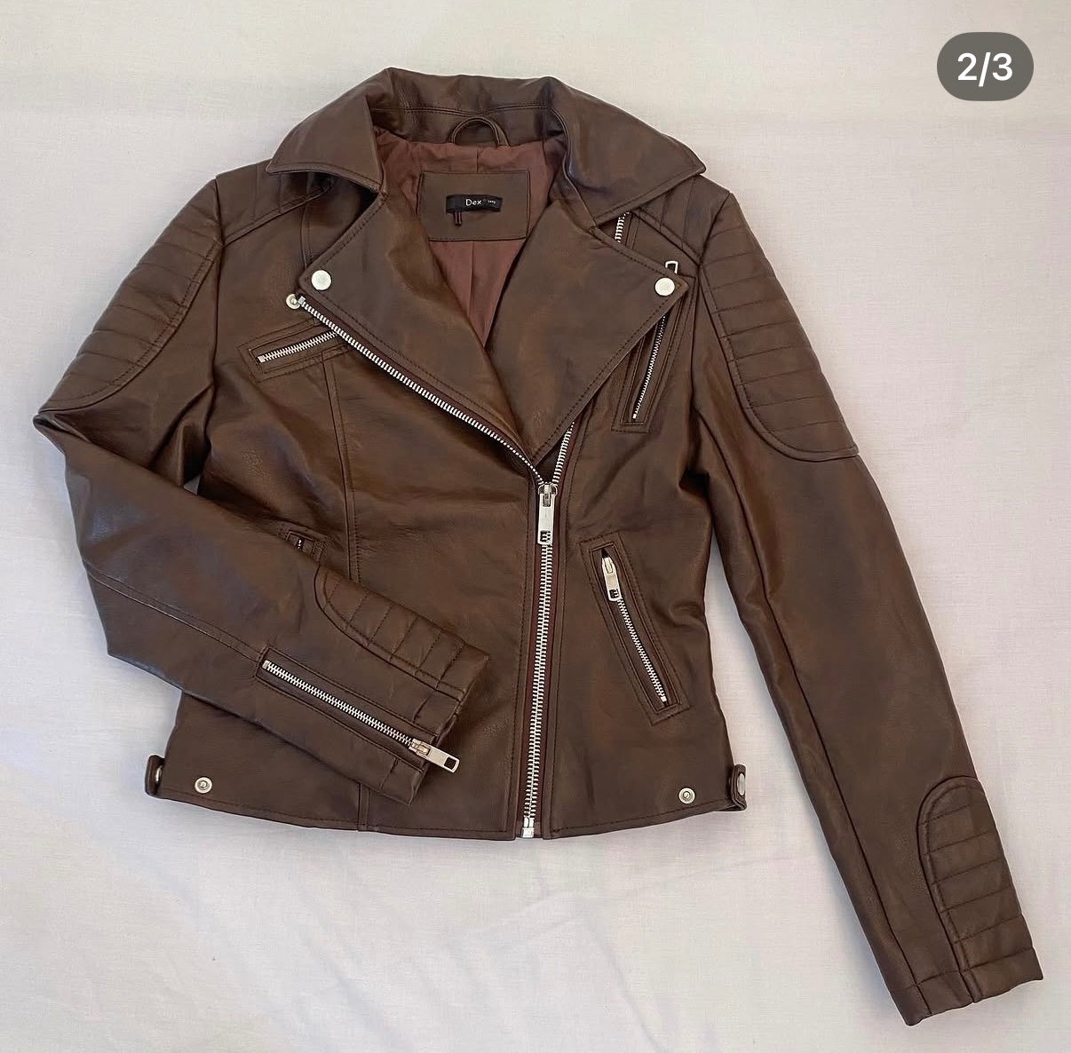 Blouson en cuir marron 