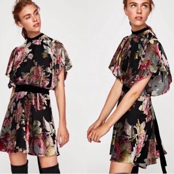 robe ZARA en daim florale 