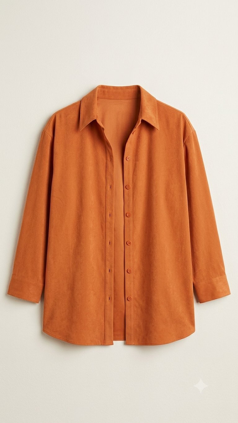 قميص بأزرار بلون برتقالي دافئ (Chemise couleur terre cuite)