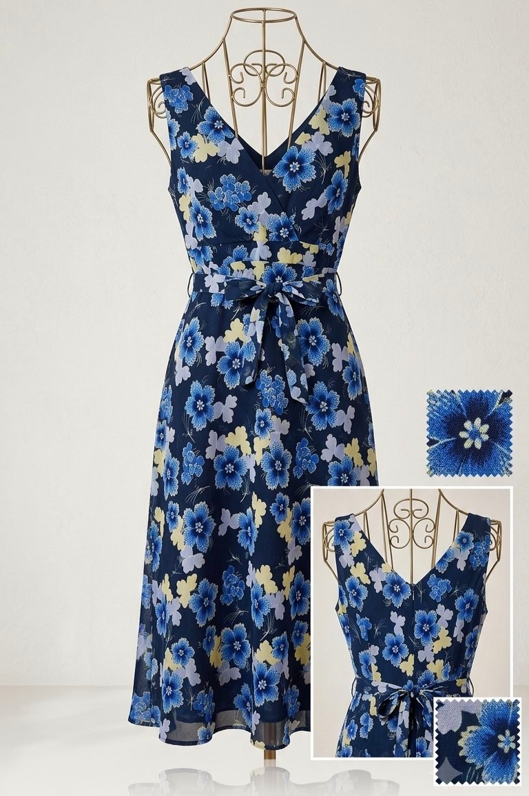 فستان "فانتدج بلوم" الراقي بنقشة الزهور (Premium Floral Dress - Vintage Bloom collection)