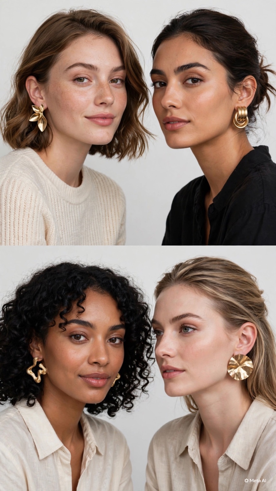 Lot de 4 boucles d'oreilles 