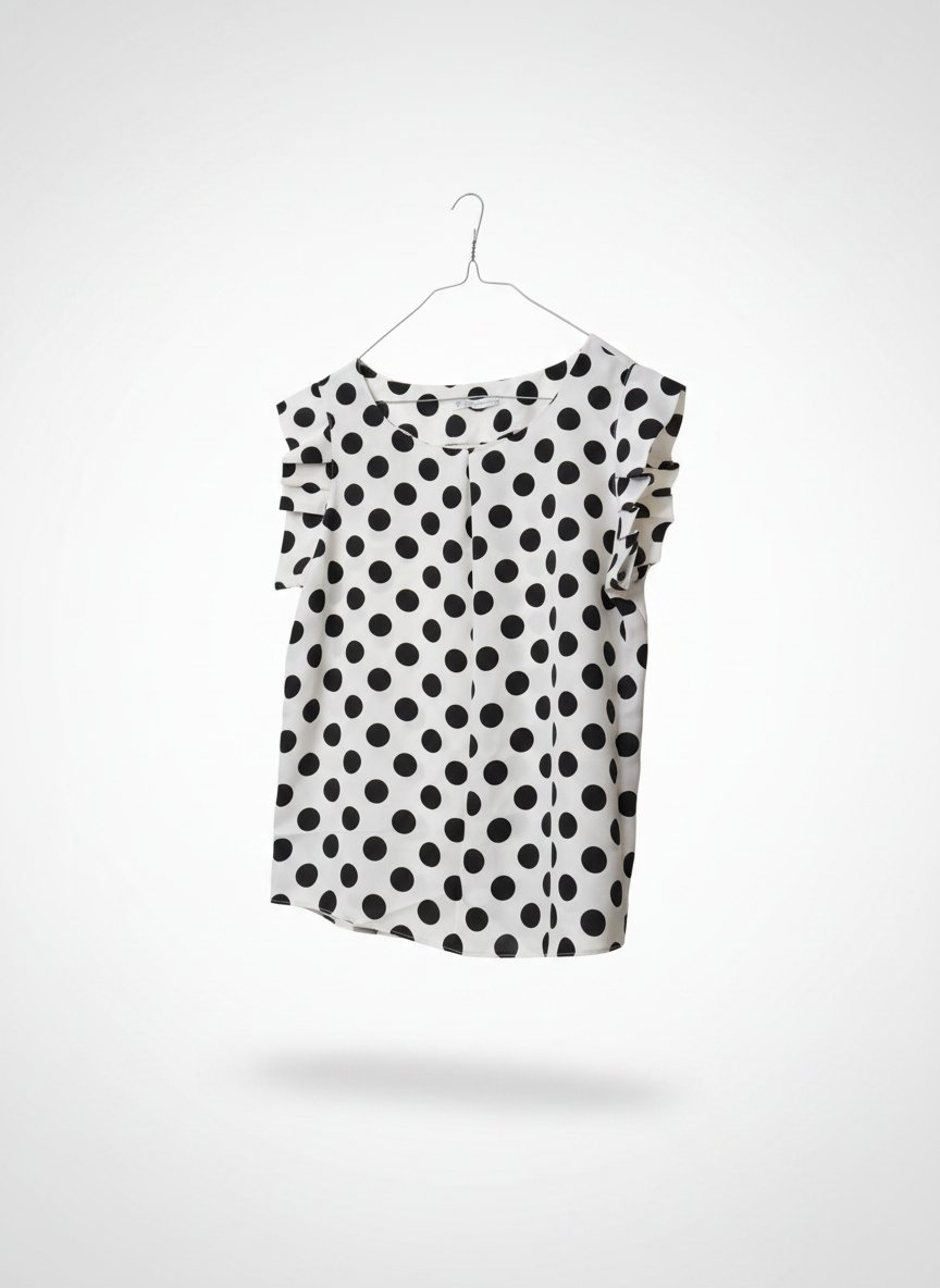 T-shirt blanc en pois noir