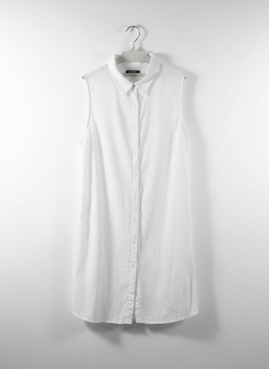 Chemise femme longue , blanche , sans manches 