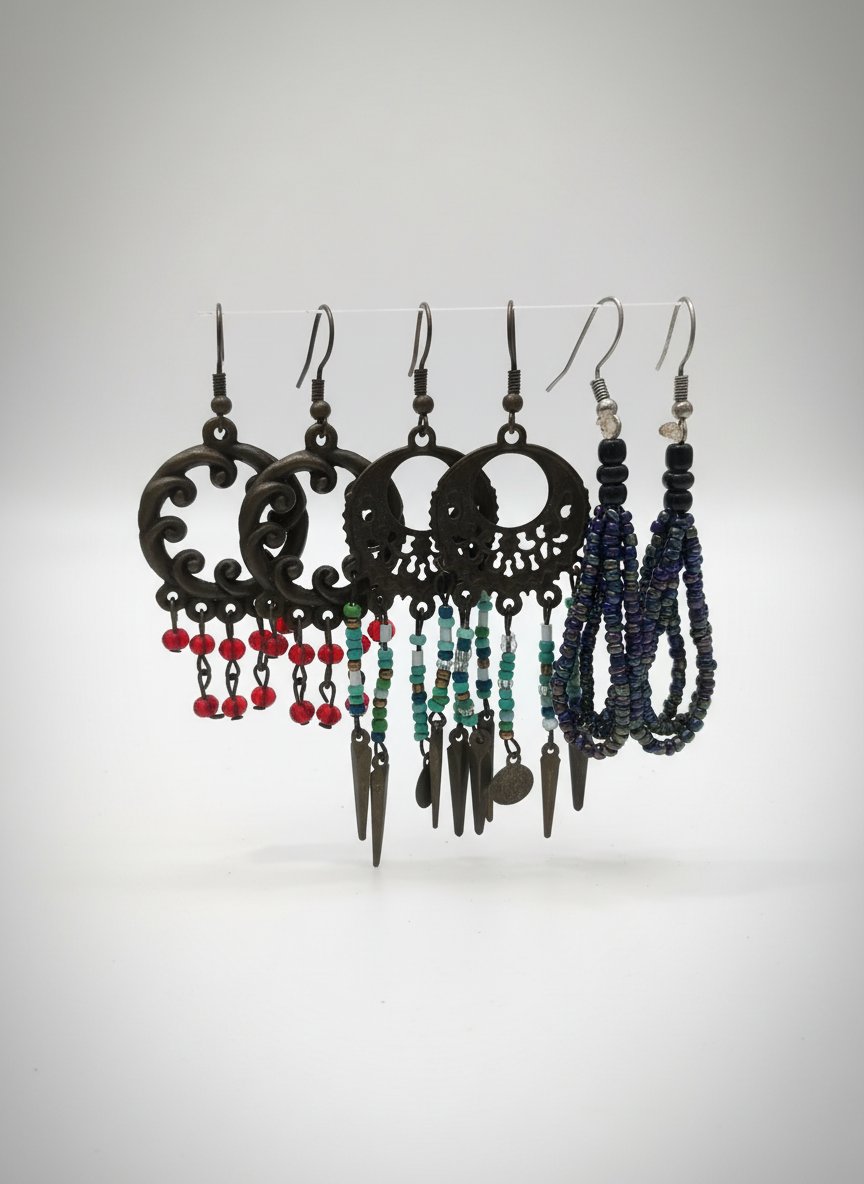 Trois boucles d'oreilles artisanale 