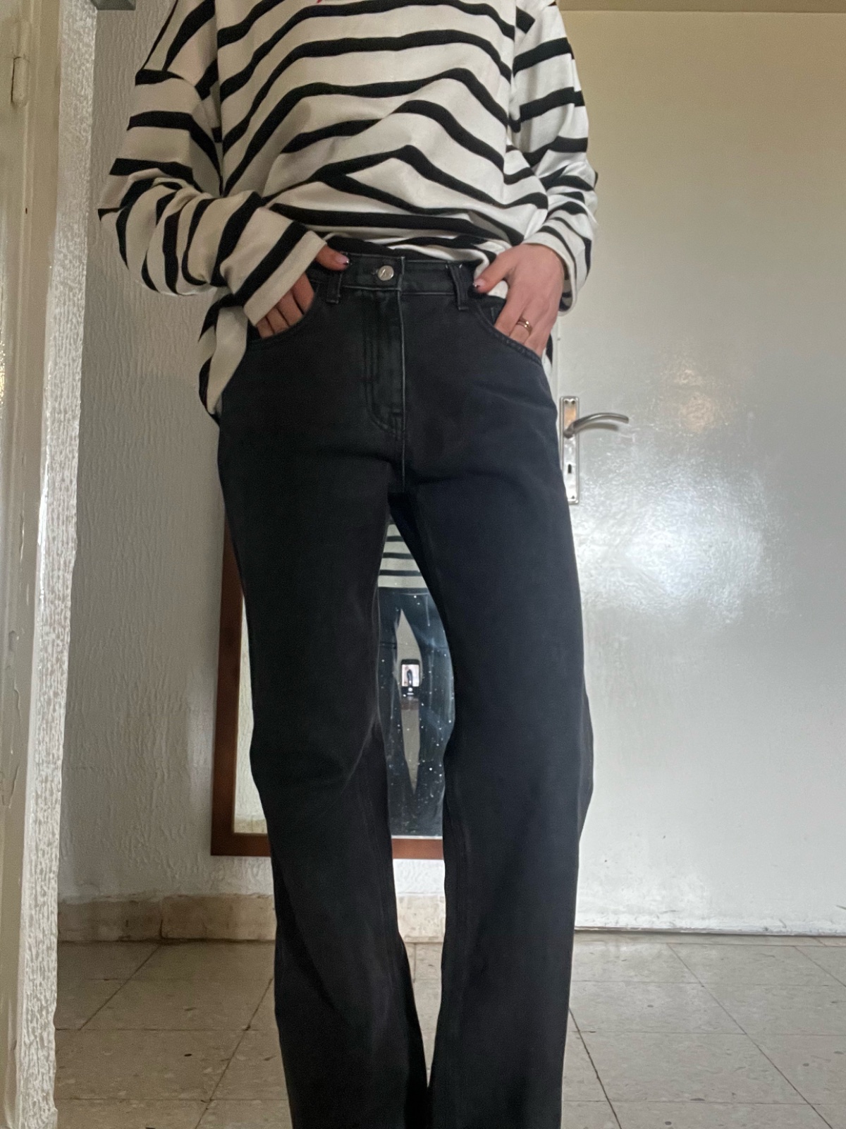 Jean taille basse gris