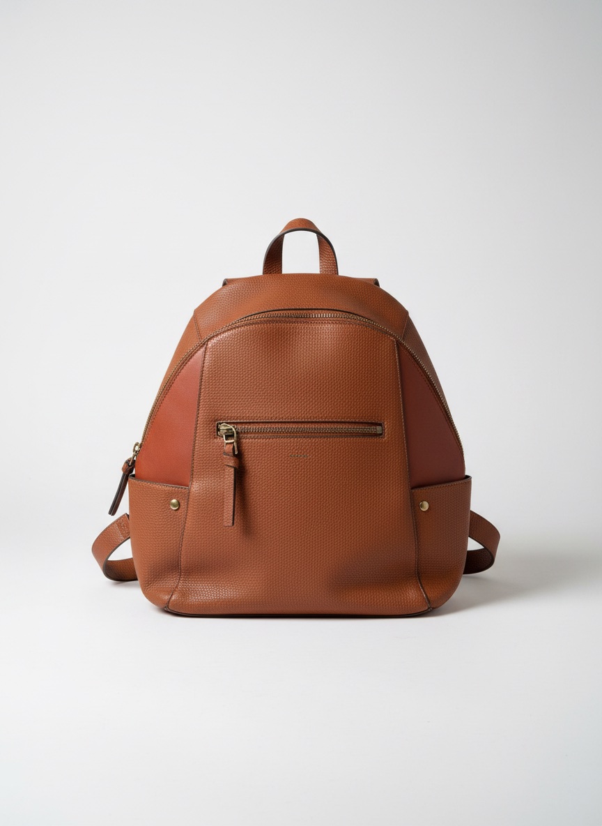Sac a dos parfois en cuir marron