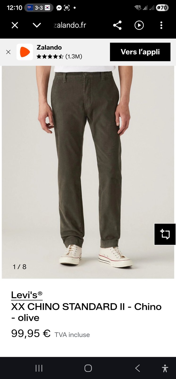Pantalon chino noir levis original 