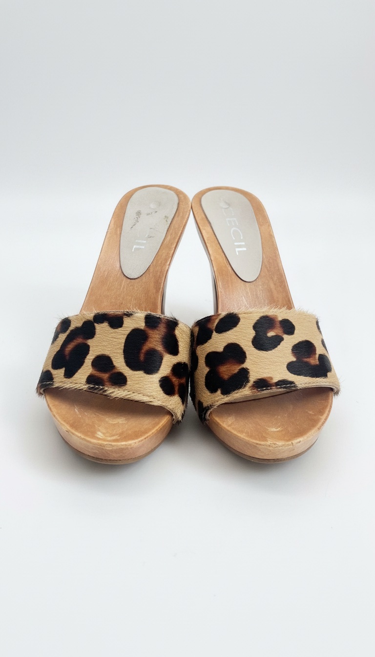 Mules a talons motifs guepard de la marque cecil