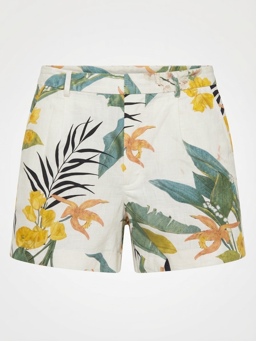 Zara Tropical Linen Shorts