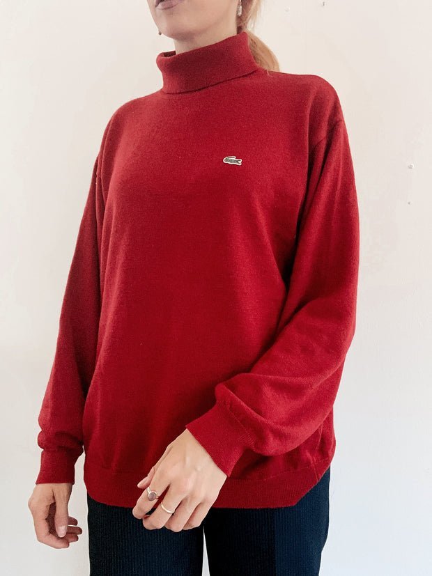 Pull colle roulé lacoste authentique 100%laine veirge
