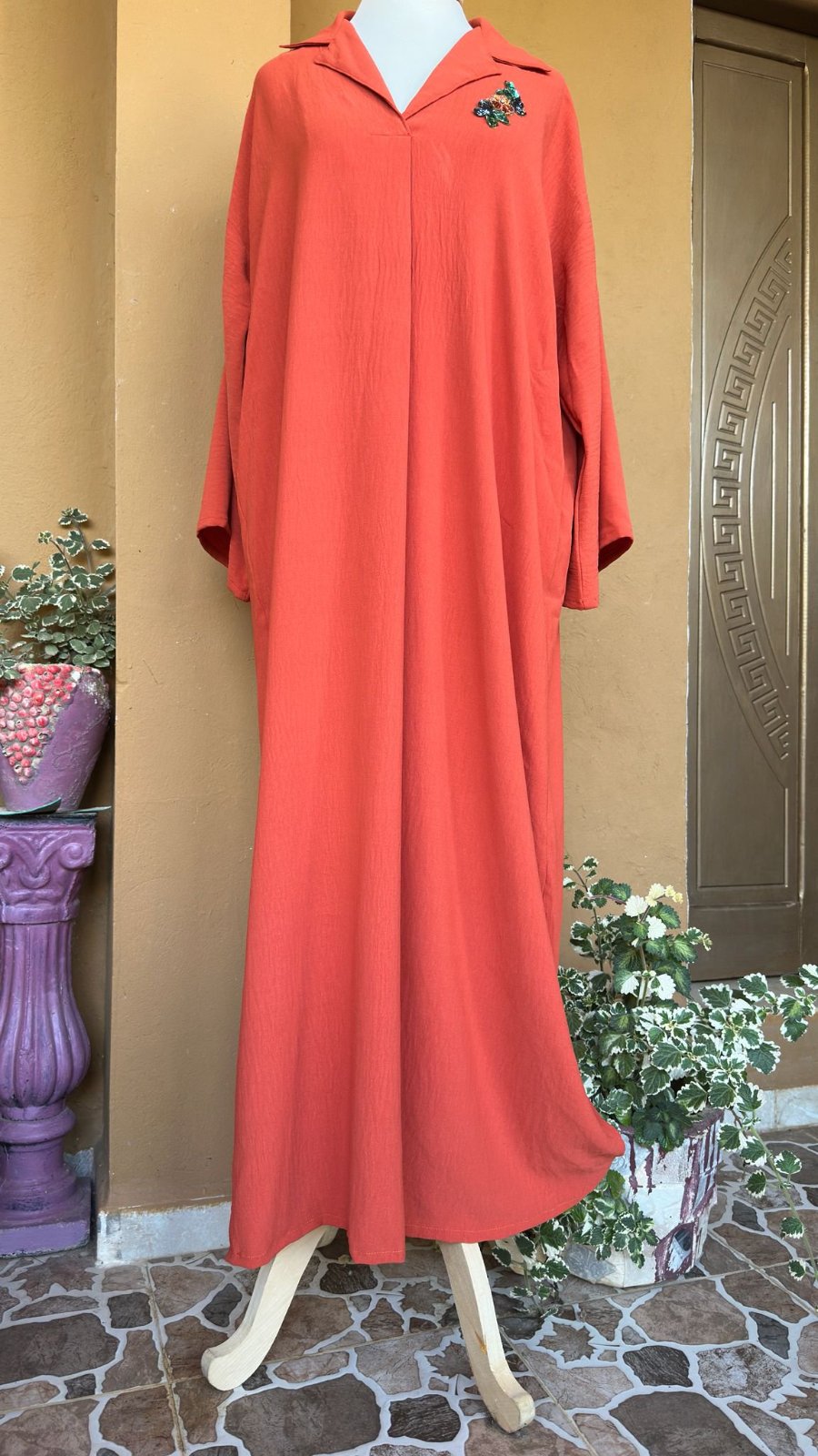 Robe style jebba tessu froissé fais main taille standard 