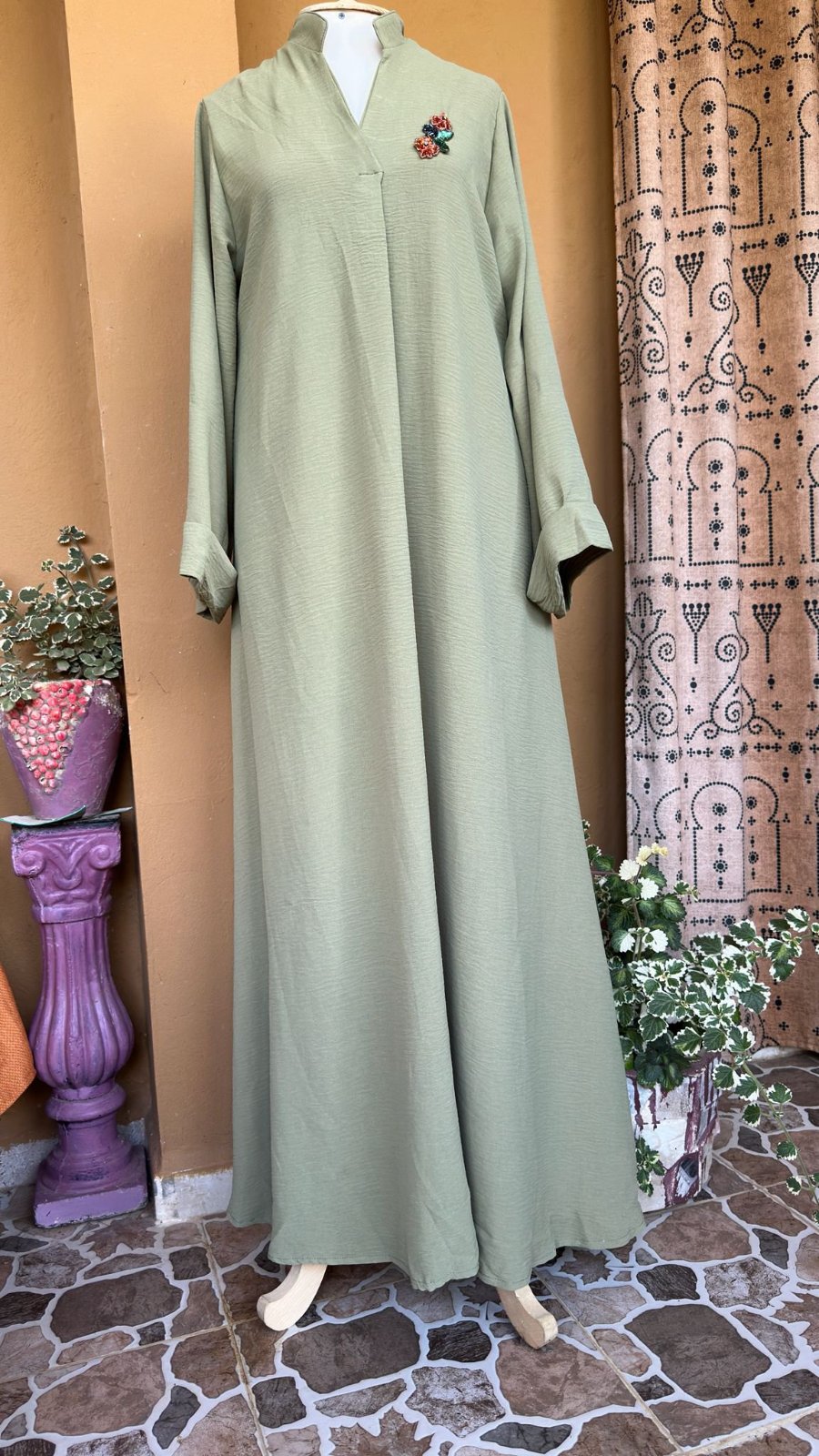 Robe fais main vert olive  standard 