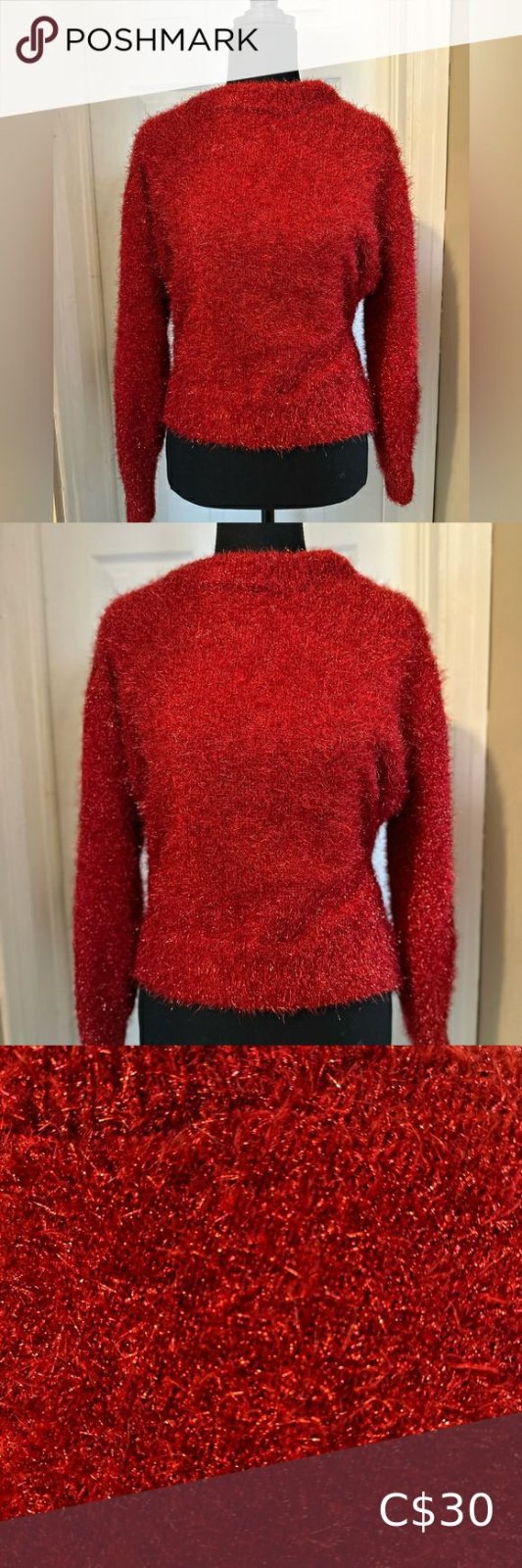 Pull hm rouge paillettes hm