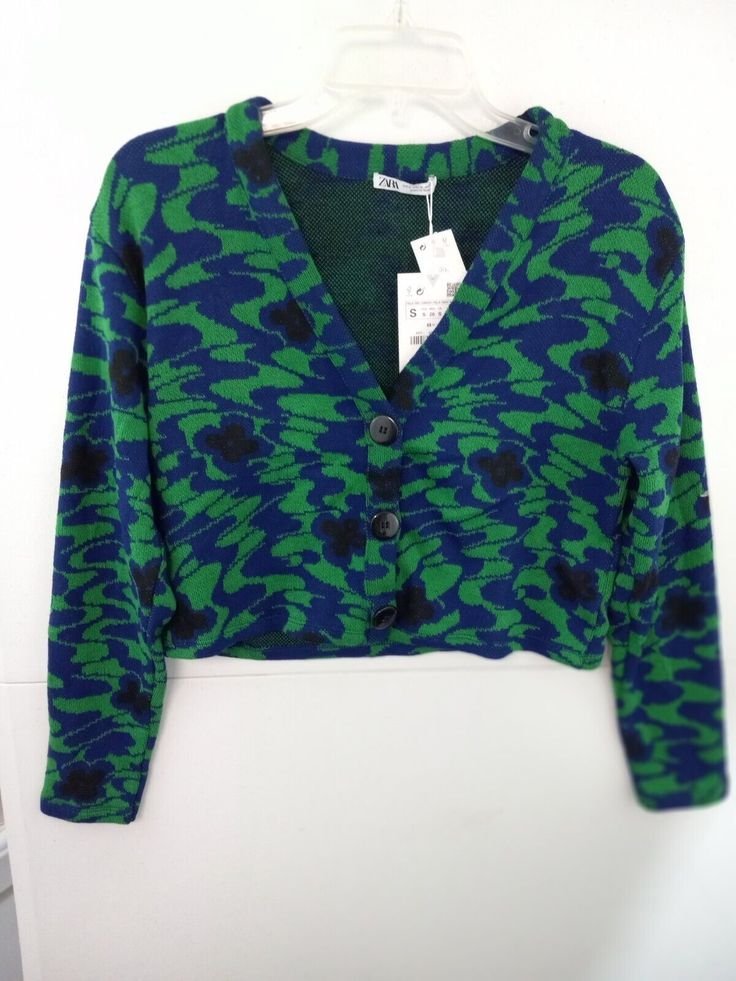 Cardigan zara bleu vert  