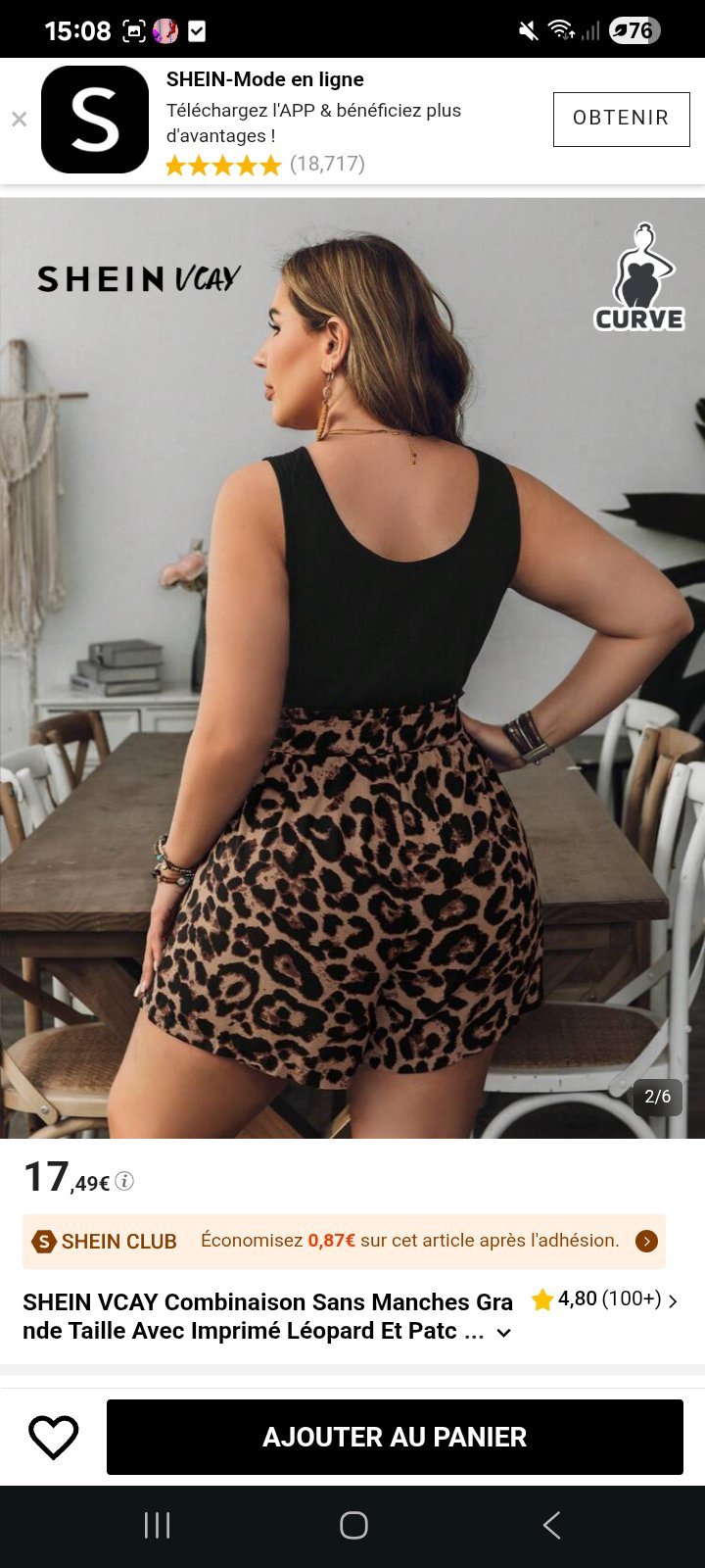 Combishort shein neufff 