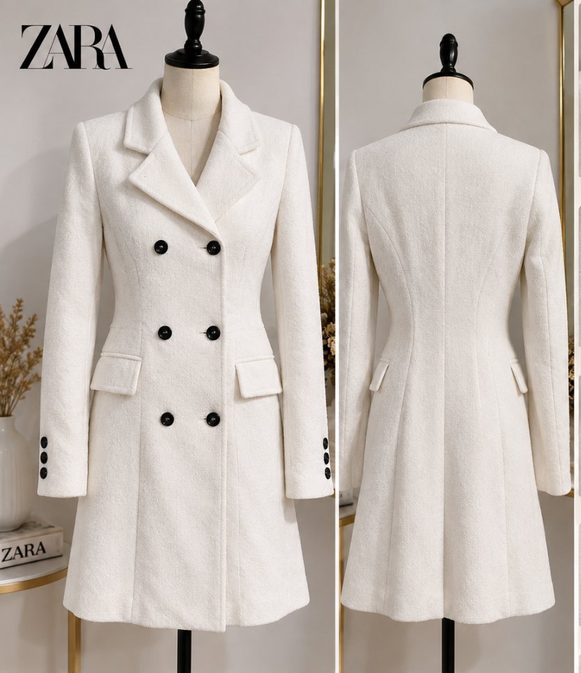 Manteau ZARA blanc – Élégant & chic