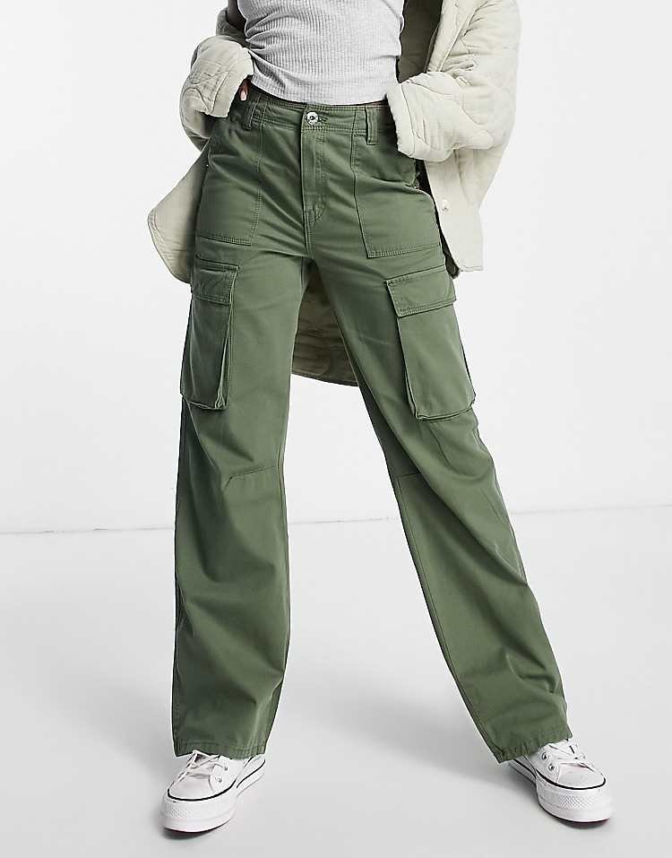 Pantalon cargo Bershka – Vert kaki