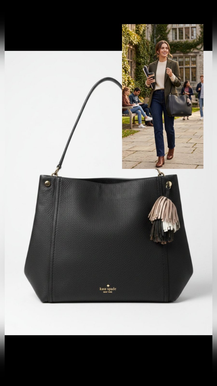 Sac noir kate spade authentique en véritable cuir 🖤✨️