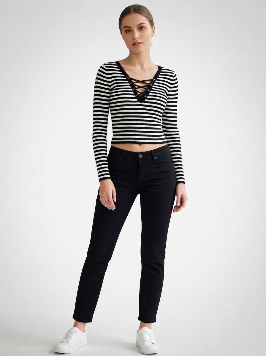 Pull noir et blanc 