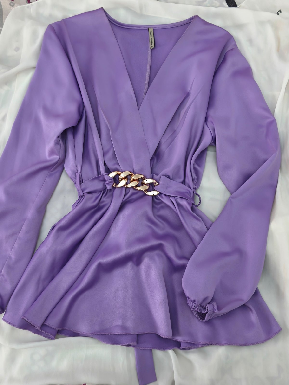 Blouse cache coeur mauve clair 