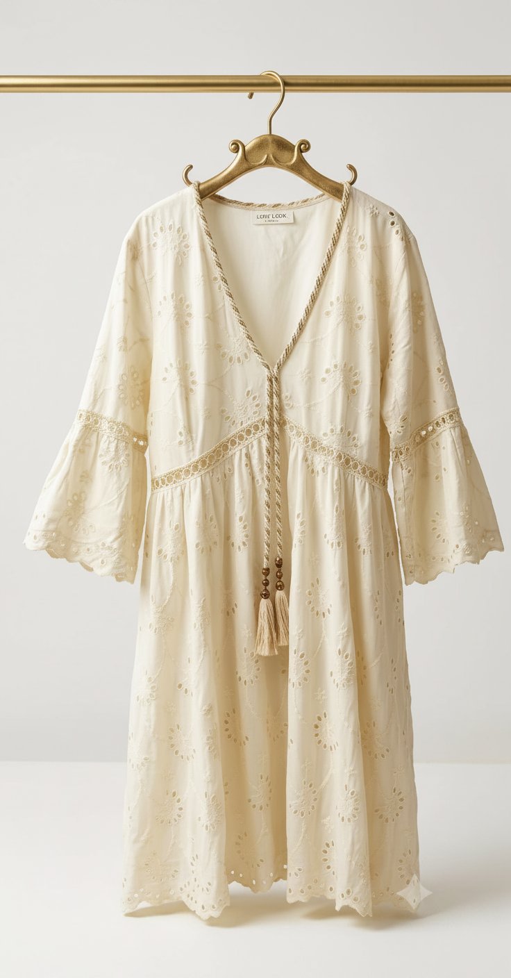 Robe d'été blanche en broderie anglaise