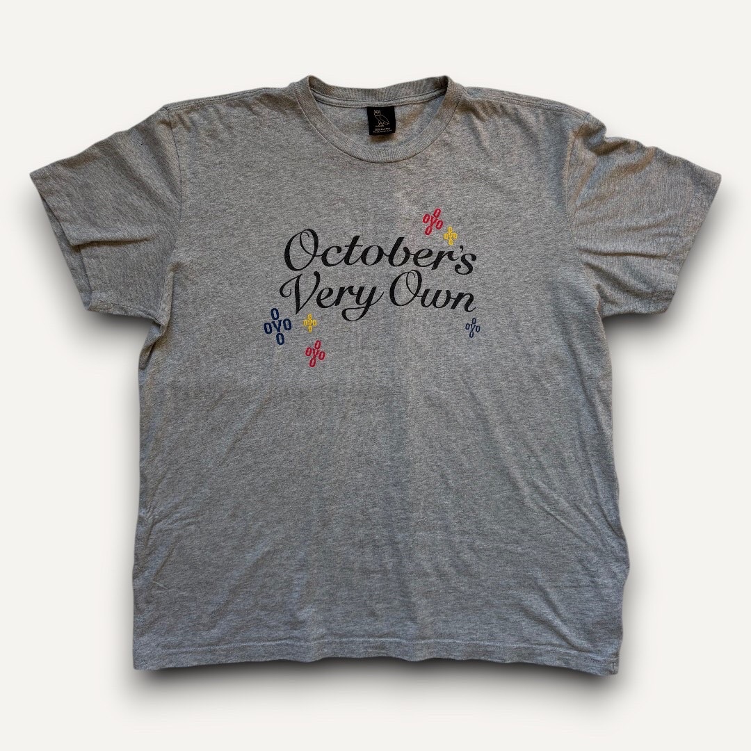 OVO Heavy Jersey Pom Pom Script Tee in Heather Grey