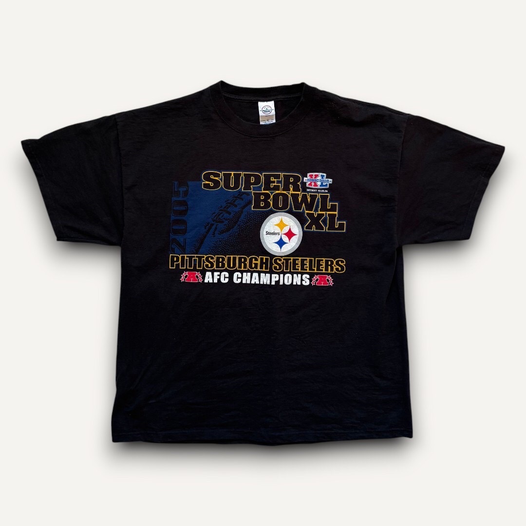 Black Vintage Pittsburgh Steelers Super Bowl celebrating their 2005 AFC Championship