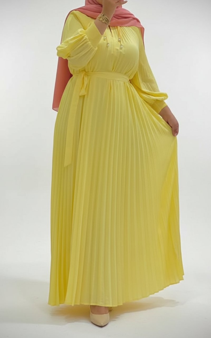 Robe plissée jaune 