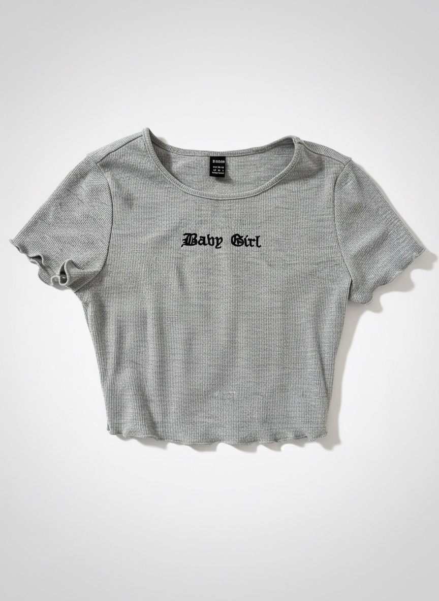 T-shirt crop top gris SHEIN – Taille XS 🩶