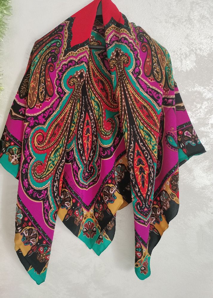  MADE ON ITALY 💯silk 🇮🇹Harriet Sellig 🎀 huge grand foulard 🎀MILANO 🇮🇹 125 cm carré 💫 