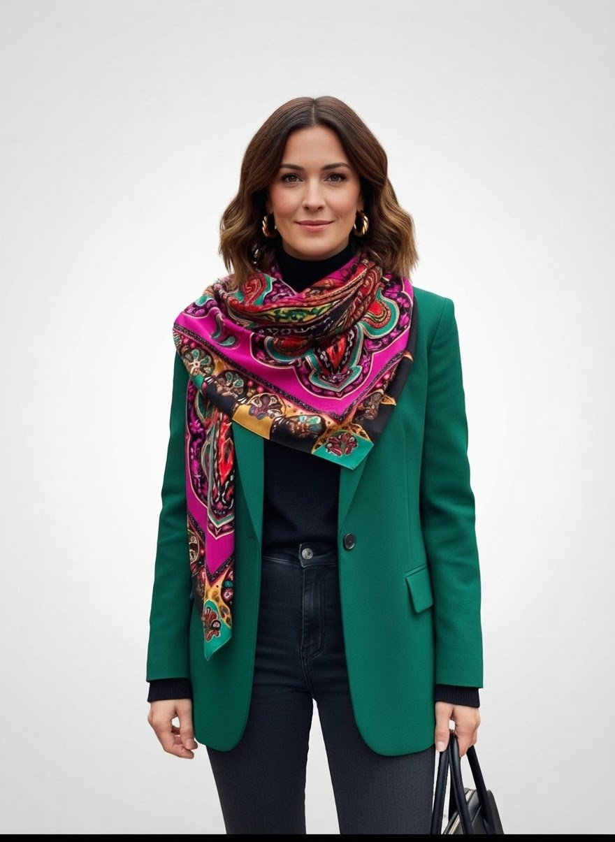  ☘️Edition limité 💯silk /SOIE 💯  italienne 🇮🇹🎀 🇮🇹Harriet Sellig 🎀 huge grand foulard 🎀MILANO 🇮🇹 125 cm carré 💫 
