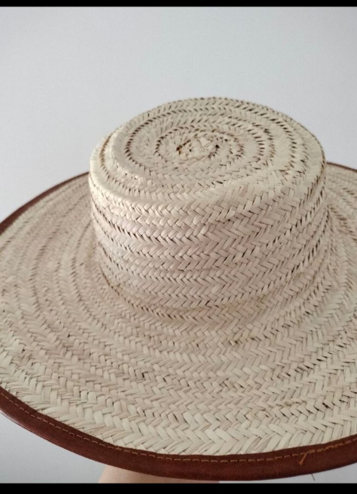 Unisexe 🌞CHAPEAU Bio  fait main 🌞 NEUF JAMAIS PORTÉ  tres haute gamme bordure en cuir 💯