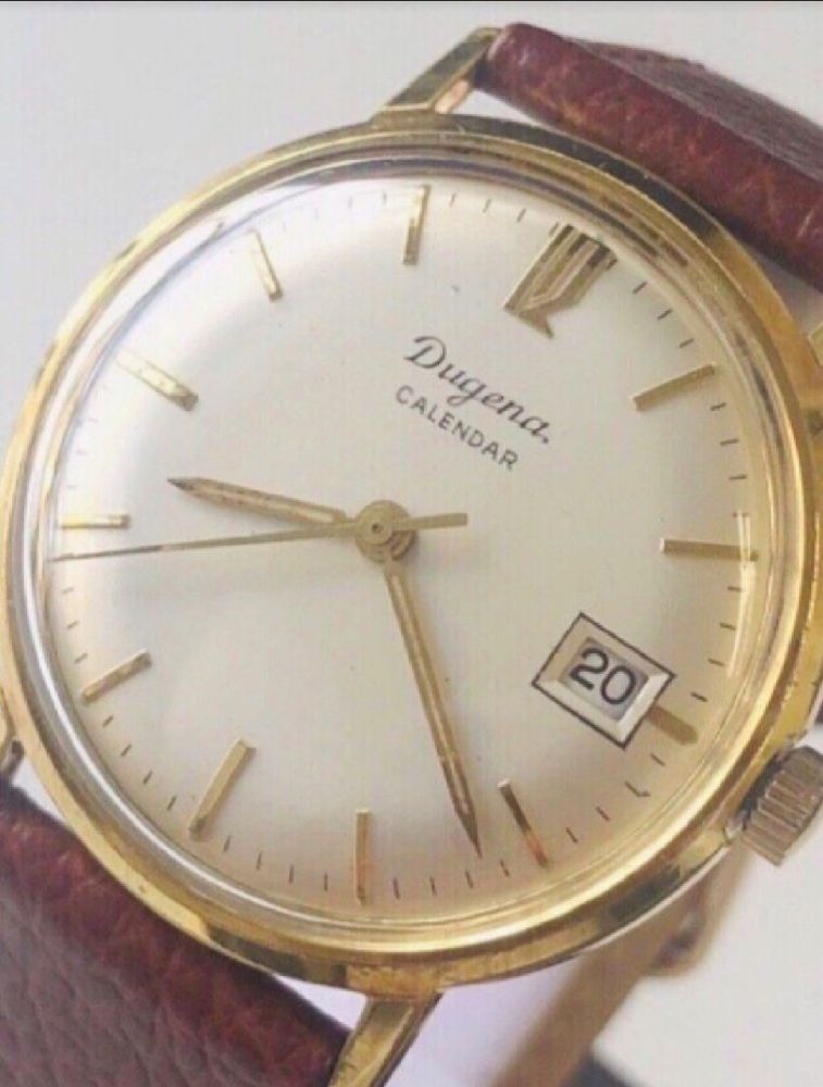 🇨🇭 VINTAGE & Hand Made Mecanique 🇨🇭  SUISSE watch 🇨🇭🇨🇭🇨🇭DUGENA PRECIEUSE  PLAQUEE OR 🌟🌟🌟 Pour les amateurs de L'horlogerie Antique  🌟