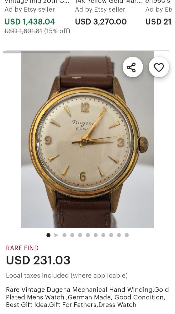 💫VINTAGE & Hand Made Mecanique   watch 🇩🇪DUGENA PRECIEUSE  PLAQUEE OR 🌟🌟🌟 Pour les amateurs de L'horlogerie Antique  🌟RARE ANTIQUE💯💫 MADE 🇩🇪🇩🇪🇩🇪
